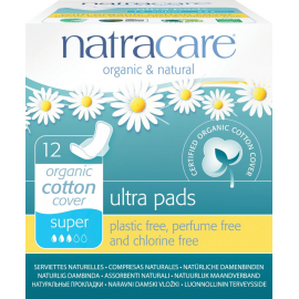 NATRACARE Menstruační vložky Ultra SUPER s křidélky 12 ks 